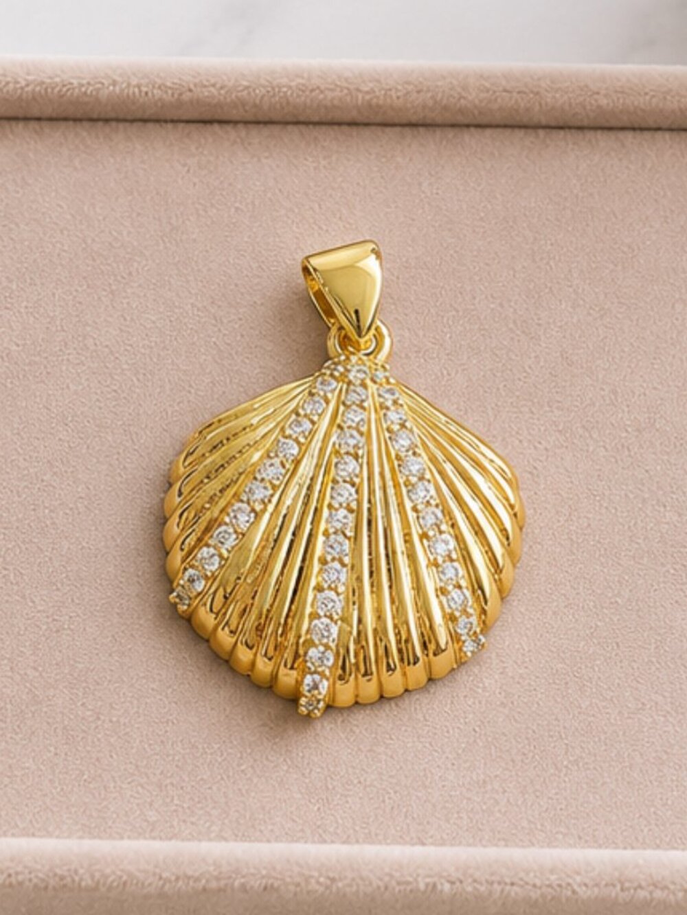 Freida Rothman Gold & Pave Shell Necklace Pendant - Picture 2 of 6